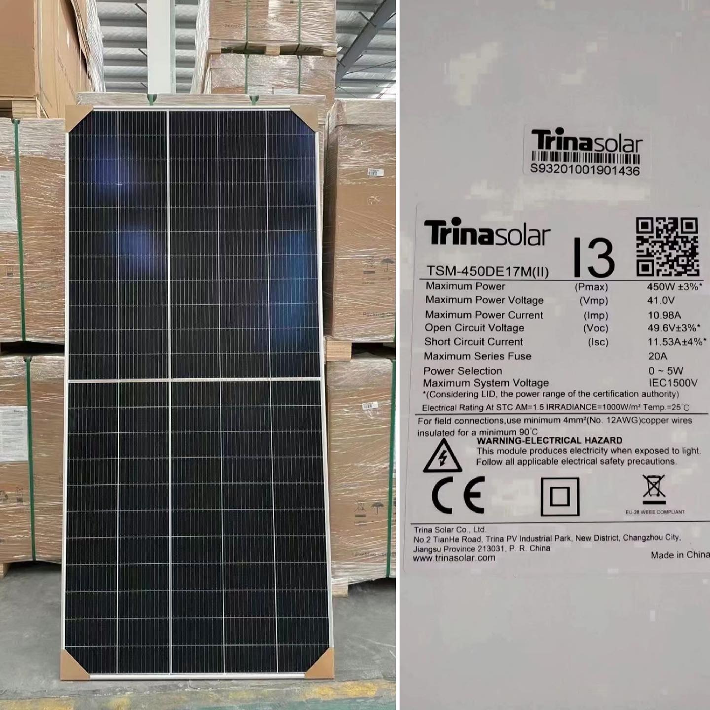Trina Solar Module 460w Panel solar 450W Tier 1 Panel solar mono